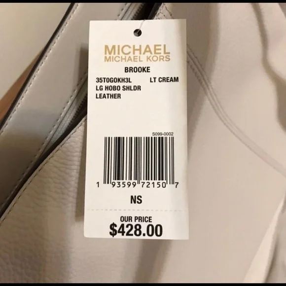 Michael Kors Brooke Large Hobo Shoulder Bag Ivory Leather - Picture 5 of 7